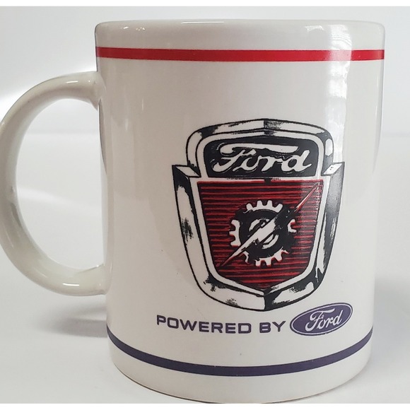 Ford Other - Ford Motor Coffee Mug Retro White/Red Stripe w/ Black Ford Emblem & Logos
